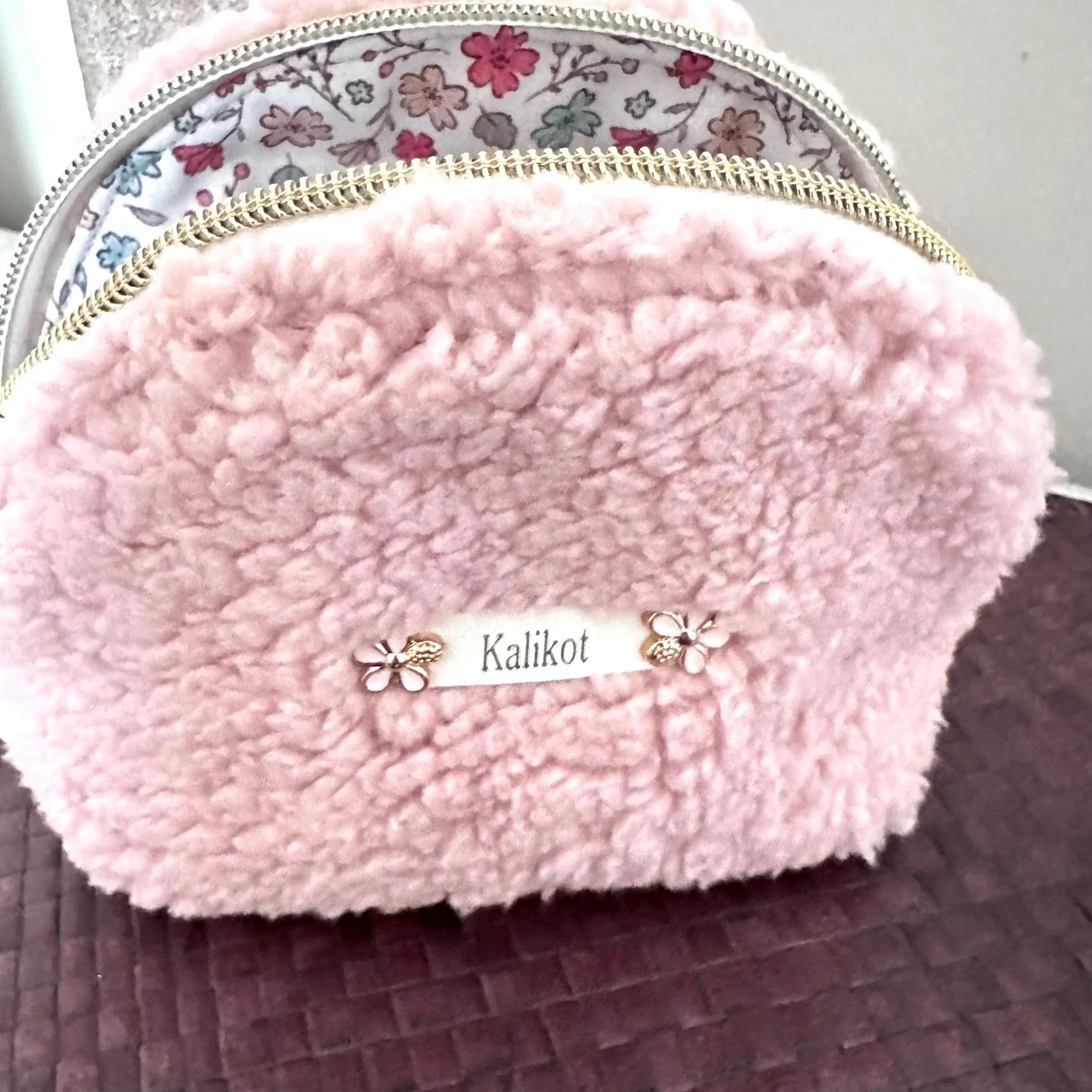 Trousse sherpa rose